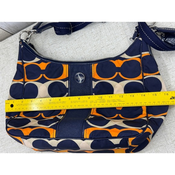 Coach Ashley Nylon Convertible Hobo Bag Navy Orange Y2K Shoulder Crossbody - Picture 9 of 10